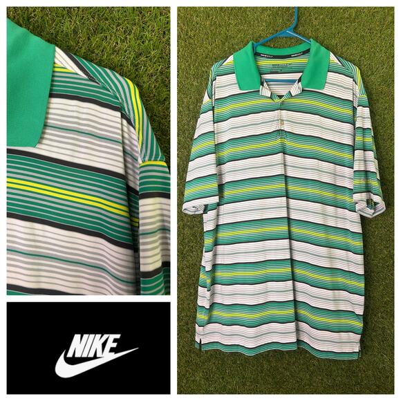 Nike Golf Tour Performance Dri-Fit Striped Polo Stretch Shirt Breathable Size XL - Picture 1 of 8